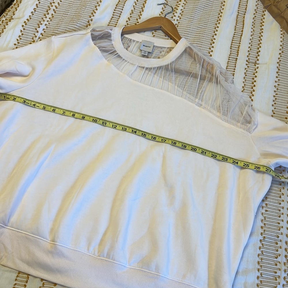 Maeve Anthropologie Long-Sleeve Off-The-Shoulder Sheer Top - Picture 12 of 16